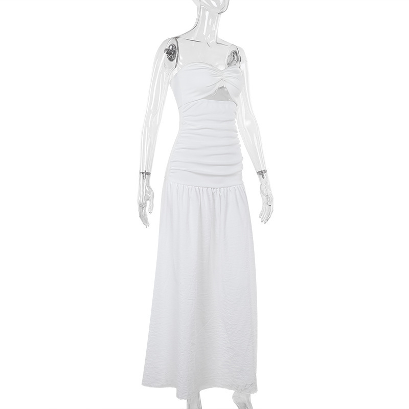 Women Summer Women Beach Holidays Strapless Hollow Dress