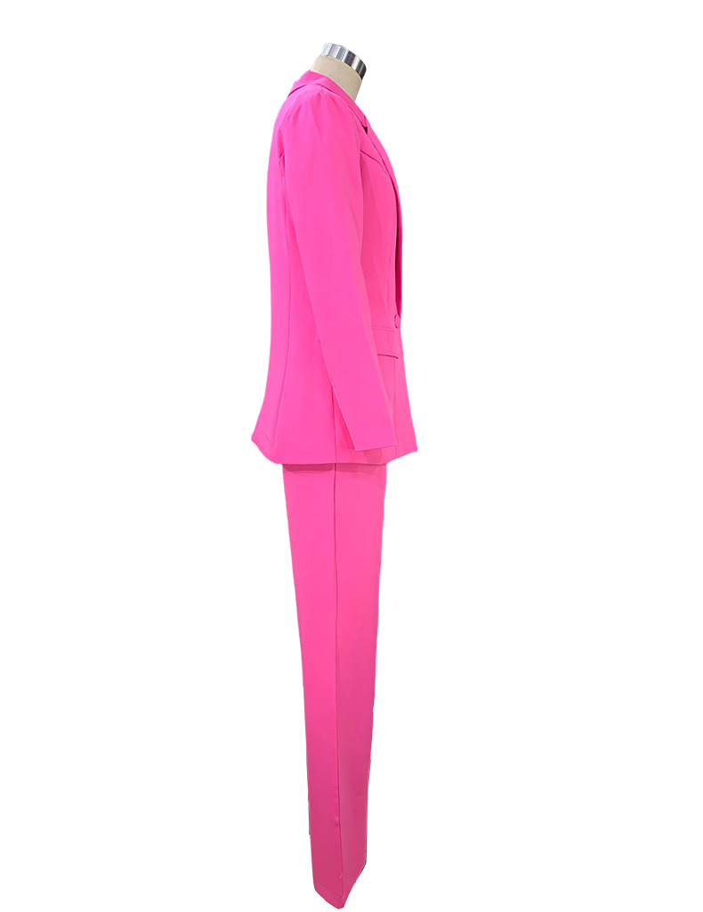 Spring Women's Fashion Chic Long Sleeve Blazer With Straight Pants Set