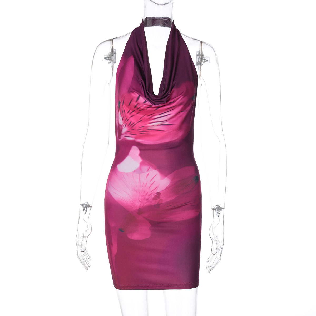 Summer Sexy Halter Neck Low-Back Print Bodycon Dress