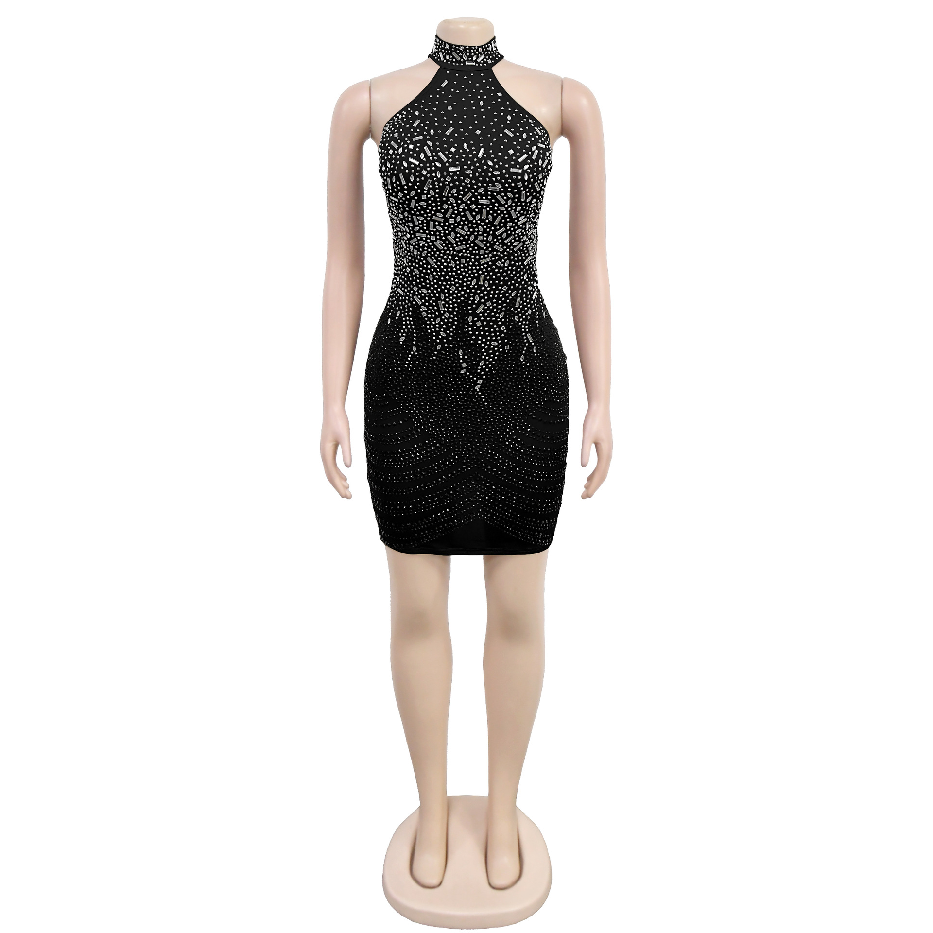 Women Beaded Sleeveless Backless Sexy Bodycon Dress