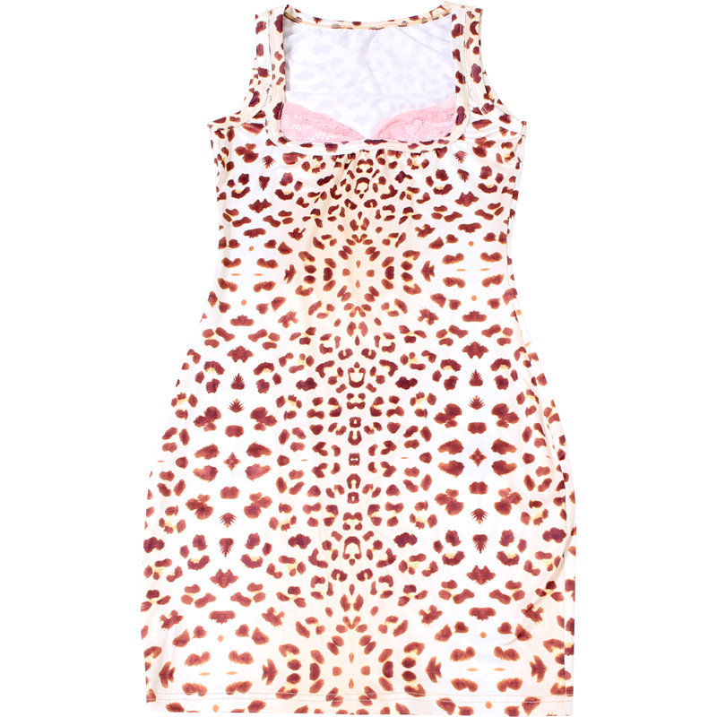 Women's Spring Sexy Lace Patchwork V-Neck Bodycon Leopard Dress