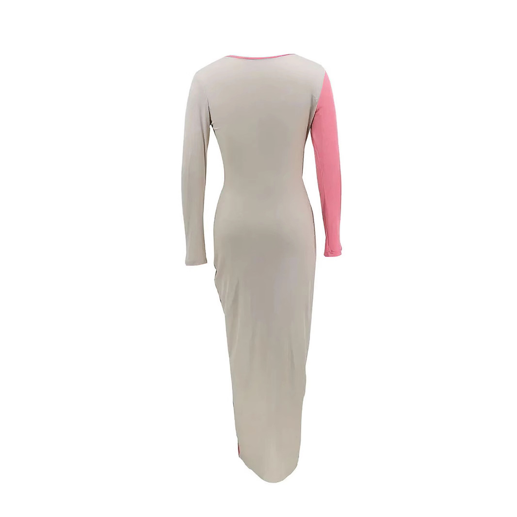 Women Elegant Casual Contrast Sexy Slit Dress