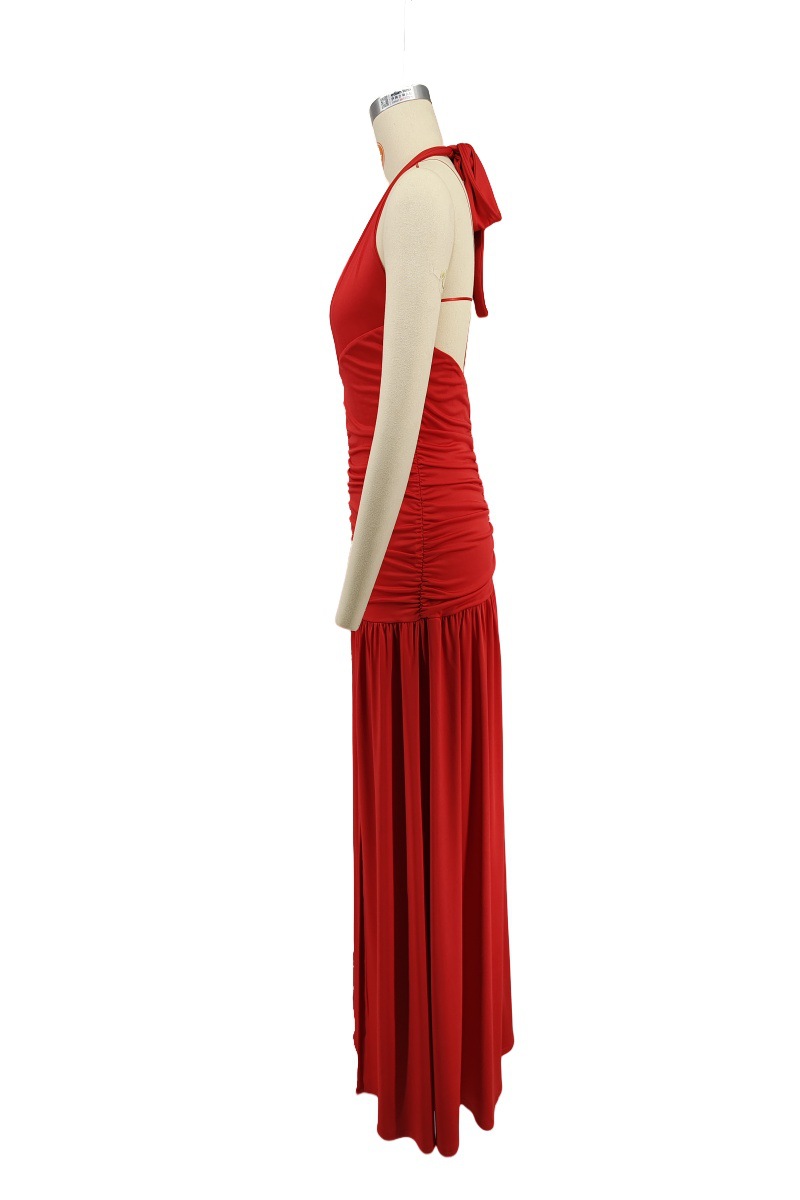 Summer Sexy Tie Halter V-Neck Backless Slit Long Dress