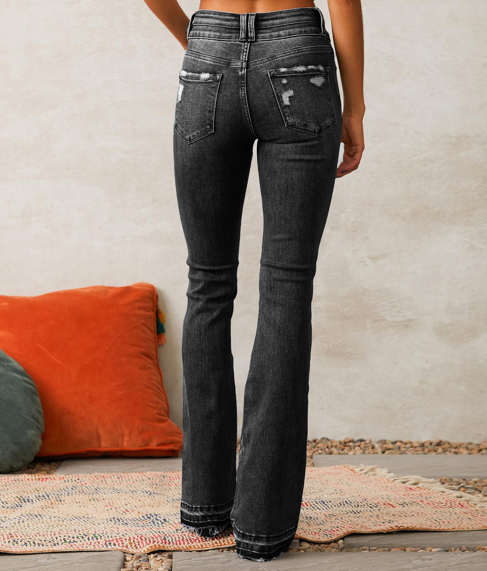 Spring Washed Ripped Denim Pants